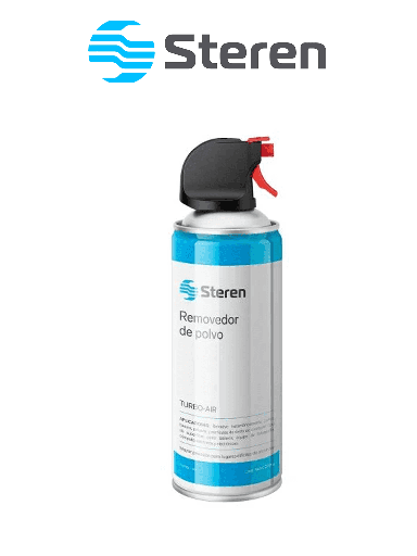 [SXN1600002] STEREN TURBOAIR - Bote de aire comprimido / Removedor de polvo / Para realizar mantenimientos y remover polvo de DVRs, NVRs, Fuentes con distribuidor, Etc. / 200g  / No es agresivo al medio ambiente / Incluye popote aplicador 