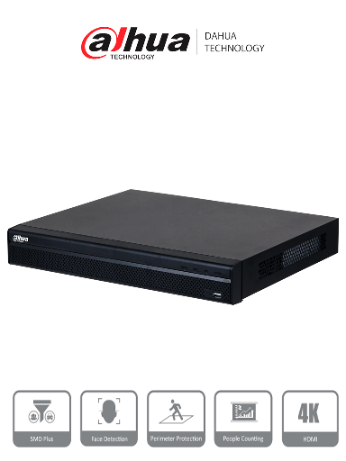 [DHT0210013] DAHUA DHI-NVR4232-16P-4KS3 NVR de 8 MP / 4k / 32 Canales IP / 16 Puertos PoE / Rendimiento de 160 Mbps/ Smart H.265+/ 2 Bahías de disco duro/ 4&2 E&S de Alarma/ Soporta cámaras WizSense/ 2 canales SMD Plus