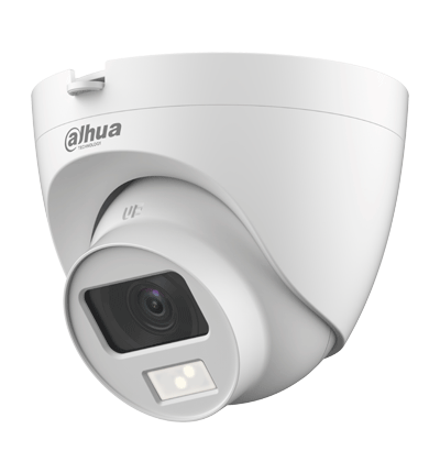 [DHT0300067] DAHUA HAC-HDW1500CLQN-IL-A - Cámara Domo de 5 MP con iluminación dual inteligente y Full Color. Lente de 2.8 mm con ángulo de visión de 106°. Ofrece luz visible hasta 20 metros, micrófono integrado IP67. Compatible con CVI, CVBS, AHD y TVI #HDCVI9.0 #5MP