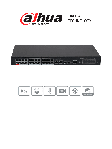 [DHT3720036] DAHUA DH-S4228-24GT-240 Switch Poe Gigabit Administrable de 24 puertos PoE / Transmisión PoE de larga distancia de 250 m/ Capa2/ #LoNuevo
