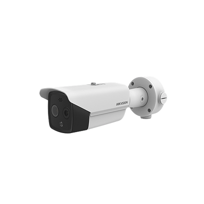 [217245] Bala IP Dual / Térmica 9.7 mm (160 x 120) / Óptico 8 mm (4 Megapixel) / DETECCIÓN DE PERSONAS 285 m /40 mts IR / Exterior IP67 / PoE / Termométrica / Detección de Temperatura / Sirena y Luz Inte / Micro SD 32 GB Incluida