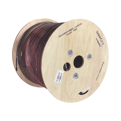 [223865] Carrete de 2 km de Fibra Óptica Aérea Mini Figura 8 G.657A2 tipo Drop, Monomodo de 2 Hilos (bifibra), Color Negro