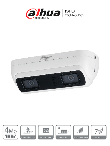 [DHT0130003] DAHUA IPC-HDW8441X-3D Cámara IP WizMind doble lente 4 MP Conteo de Personas/ Gestión de colas/LED IR  20m/ H.264+/H.265+/ E&S de Alarma y Audio/ Ranura Micro SD/ Micrófono y Altavoz integrado/ PoE/ IP67/ IK10/ #LoNuevo