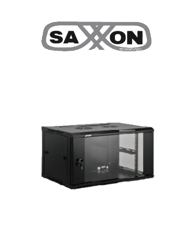 [SXN4820001] SAXXON  SXR4U5404A - Gabinete de Pared Negro / 4 UR / Puerta de Vidrio Templado / Alto 21 cm / Ancho 53 cm / Profundidad 40 cm / Ideal para Grabadores de CCTV