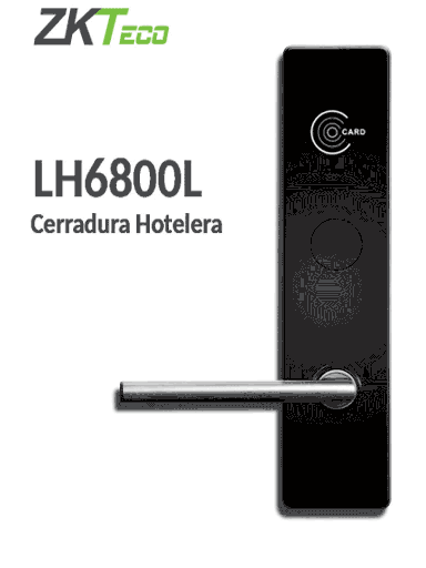 [ZKT2450002] ZKTECO LH6800L- Cerradura Izquierda para Hotel con Tecnología MIFARE 13.56 MHz, Compatible con Puertas de 35 a 45 mm de Grosor, Fabricada en Aleación de Zinc, Capacidad de Registro de 224 Eventos