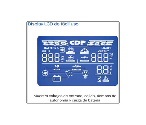 [CDP084007] CDP UPO 11-3 - UPS online 3 KVA / 2700  Watts / 4 Terminales de salida / Baterías 12V / 9AH X 6 / Respaldo 4 MIN carga completa/REQUIERE CLAVJA O ADAPTADOR NEMA 5-20R 