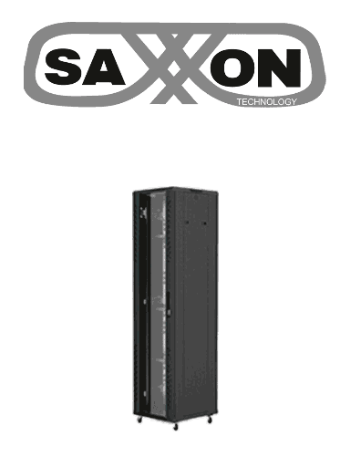 [SXN0420011] SAXXON SXR37U6637S - Gabinete de Piso color Negro / 37UR / Puerta de Vidrio Templado / Alto 180 cm / Ancho 60 cm / Profundidad 60 cm / Incluye Base con 2 Ventiladores 220V