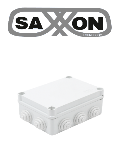 [SXN0430003] SAXXON SXWD010 Caja de conexiones con 10 entradas / PVC libre de halógenos / Compatible con cámaras Bullet y Domo / Dimensiones  100 x 100 x 70 mm (Ancho x Alto x Fondo)