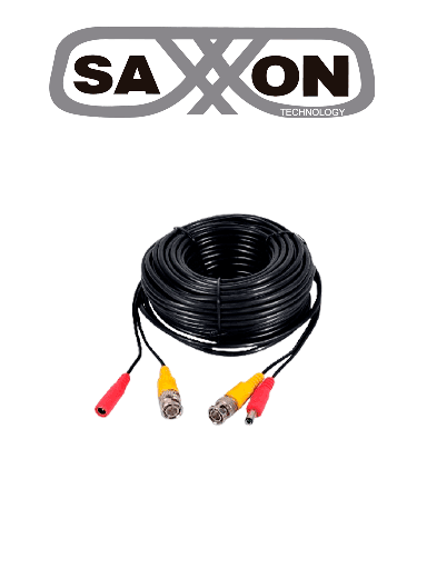 [SXN2680003] SAXXON SXWB30 -  Cable Coaxial Armado / Siamés / Conector BNC RG59 + Conector de Energía / 30 Metros / Para Cámaras 4K / 100% Cobre / Uso interior