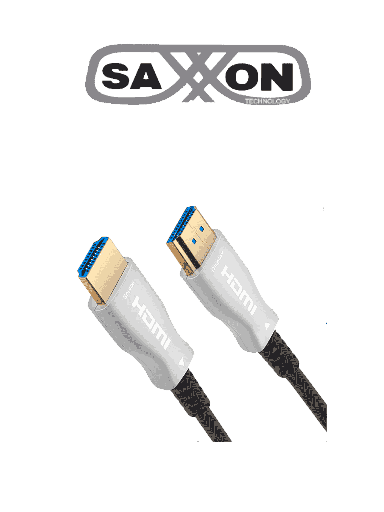 [SXN2760014] SAXXON SX50HDF047 - Cable HDMI de 50 Metros por Fibra Óptica 4K@60Hz / Fibra 4 hilos + 7 hilos cobre estañado / Compatible con HDMI 2.0 / Alta velocidad 18 Gbps / 3D / HDR / Caja de Aleación de Zinc / Calidad Premium