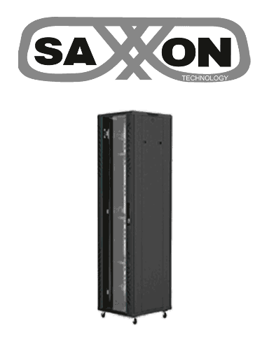 [SXN0420012] SAXXON SXR42U6642S - Gabinete de Piso color Negro / 42UR / 1 Ventilador / Puerta de Vidrio Templado / Alto 198 cm / Ancho 60 cm / Profundidad 60 cm / Incluye Base con 2 Ventiladores 220V