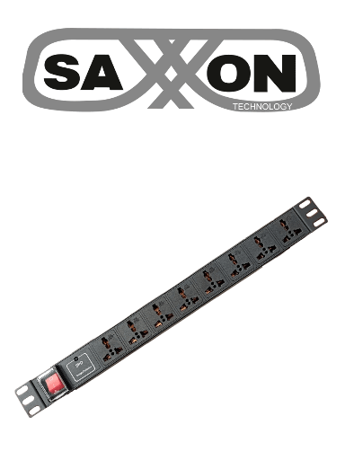 [SXN0420021] SAXXON SXPDU8P16A- Barra PDU con 8 Contactos Individuales / 16A / 1UR / Protección contra rayos / Aleación de Aluminio