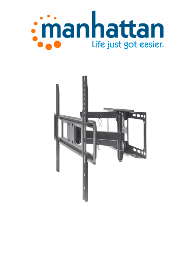 [MAN0530038] MANHATTAN 461351 Soporte Universal de Pared para TV, con Movimiento Completo, Básico / Soporta una TV de pantalla plana o curva de 37 a 70" de hasta 40 kg (88 lbs.); Opciones de ajuste de inclinación, giro y nivel; Negro