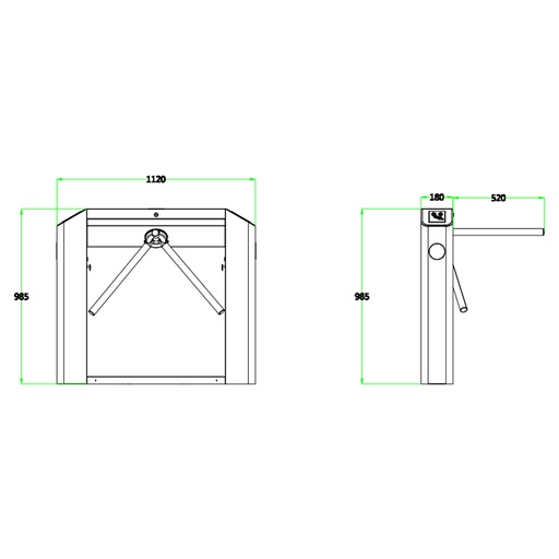 [ZTA451014] ZKTECO TS2022PRO - Torniquete Bidireccional Semiautomático Tipo puente / Acero SUS304 / Carril 50 cm / 110V / Exterior Protegido / 25 a 48 Personas x Min. / Indicadores LED / Incluye Lectores FR1200 y Panel InBio260 Integrado