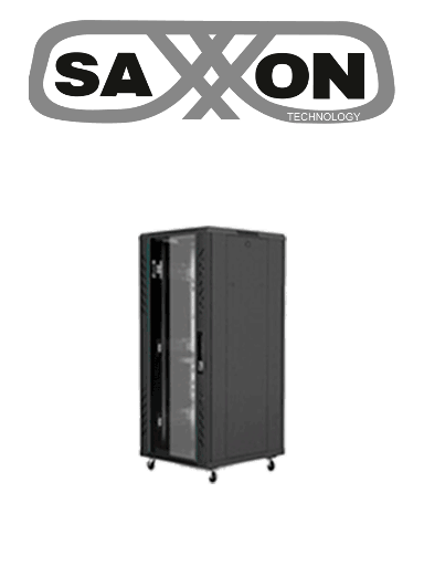 [SXN0420008] SAXXON SXR18U6618S - Gabinete de Piso color Negro  / 18UR / Puerta de Vidrio Templado / Alto 100 cm / Ancho 60 cm / Profundidad 60 cm