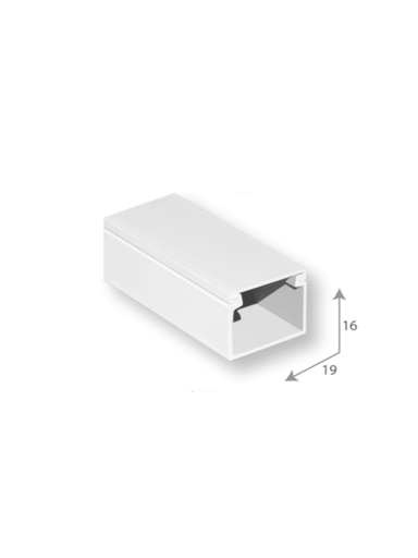 [SBT1630022] SBE TECH SBE-1619 - Canaleta plástica / PVC / Una vía / Alto 1.6 cm, Ancho 1.9 cm, Largo 2 metros