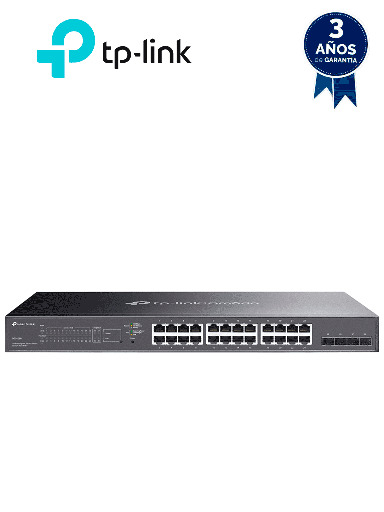 [TPL3720017] TP-LINK SG2428P - Switch JetStream PoE administrable con 24 puertos 10/100/1000 Mbps y 4 puertos SFP. Incluye 24 puertos PoE con una capacidad total de 250W, y es compatible con administración centralizada OMADA SDN.