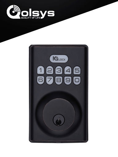 [QLS2450003] QOLSYS IQDLK-PGK-ORB Cerradura con botón pulsador - Cerradura Inteligente PowerG, color Bronce Aceitado ( OIL-RUBBED BRONZE )