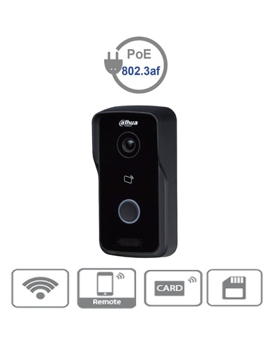 [DVP383015] DAHUA VTO2111DWP - Frente de calle  WiFi independiente / P2P / Ángulo visión 102 grados / Apertura de puerta remota / Exterior  IP65 /  PoE 802.3 AF / 10 Monitores
