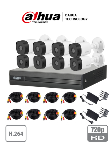 [DAD1340034] DAHUA COOPER XVR1A08KIT - Kit 8 canales 720p / 8 Camaras B1A11 / 1 megapixel / 2.8mm / H.264 / 2 Canal IP adicional / 1 SATA Hasta 6TB / P2P/
