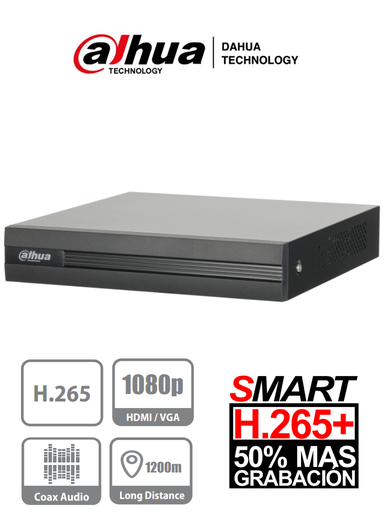 [DAD505005] DAHUA COOPER XVR1B16 - DVR 16 Canales  HDCVI pentahibrido  1080p  Lite /  720p / H265+ / 2 Ch IP adicionales 16+2 / SATA Hasta 6TB / P2P / Smart audio  HDCVI