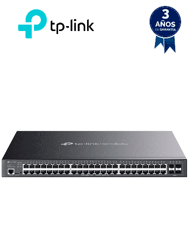 [TPL3720020] TP-LINK SG3452P - Switch L2+ Omada PoE+ con 48 puertos PoE+ 10/100/1000 Mbps, 4 puertos SFP 1G, consola RJ45/microUSB, gestión centralizada Omada/Stand-Alone, soporte Multicast IGMP, Calidad de Servicio (QoS), y presupuesto PoE 384W.