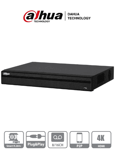[DHT0370026] DAHUA DHI-XVR5216AN-4KL - DVR de 16 Canales 4k/ 2 Puertos Sata de Hasta 8 TB/  H.264+/ 8 Canales IP Adicionales (24 Canales Totales)/ 1 E&S de Audio/ HDMI & VGA/ Soporta: HDCVI/AHD/TVI/CVBS/IP/