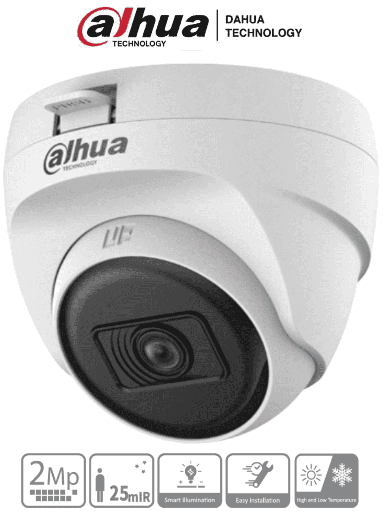 [DHT0300069] DAHUA  DH-HAC-T1A21N-U-28 - Cámara Domo de 2 Megapixeles/ Lente 2.8 mm / 100 Grados de Apertura/ Smart ir 25 Mts/ Uso Interior/ CVI/TVI/AHD/CBVS/ #LoNuevo