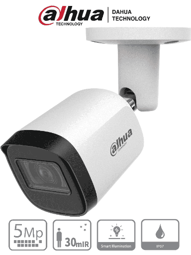 [DHT0290094] DAHUA HAC-B2A51N-U-28-S2 - Camara Bullet de 5 Megapixeles/ Lente de 2.8mm/ Angulo de visión 106 grados/ IR de 30 Mts/ IP67/ Metalica/ CVI/CVBS/AHD/TVI/ #LoNuevo
