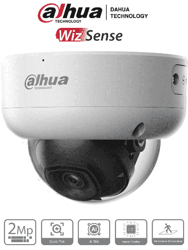 [DHT0040124] DAHUA IPC-HDBW3241E-AS-S2 - Cámara IP Domo Antivandálica de 2 Megapixeles/ WizSense/ Lente de 2.8 mm/ 107 Grados/ 50 Mts de IR/ Micrófono Integrado/ SMD 4.0/ AI SSA/ Quick Pick/ IP67/ PoE/ Ik10/ WDR Real/ E&S de Alarmas y Audio/ Ranura micro SD/ #LoNuevo