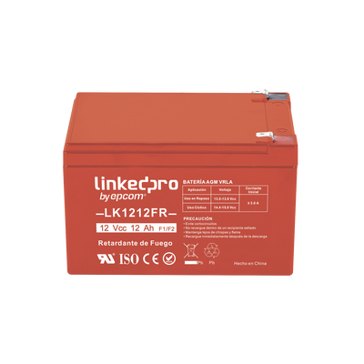 [229362] Batería 12 Vcc / 12 Ah / UL / Tecnología AGM-VRLA / Retardante a la Flama / Para uso en equipo electrónico, Alarmas de Intrusión / Incendio/ Control de acceso / Video Vigilancia / Terminales F1 y F2.