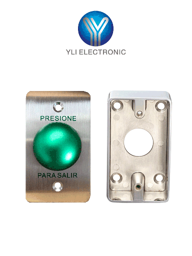 [YLE0760010] YLI PBK818A800AM Kit de Botón Liberador Tipo Hongo con Caja de Metal para Instalación Segura