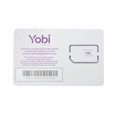 [231865] SIM SYSCOM 1GB mensual para dispositivos móviles 3G/4G (YOBI) 1 año de servicio (solo datos)