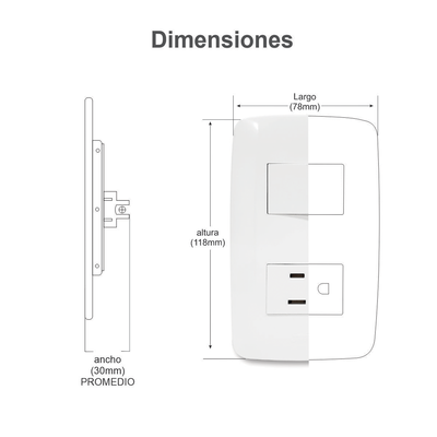 [232061] Placa con Interruptor Sencillo / 127 V~60 Hz 10 A / 1 Modulo.