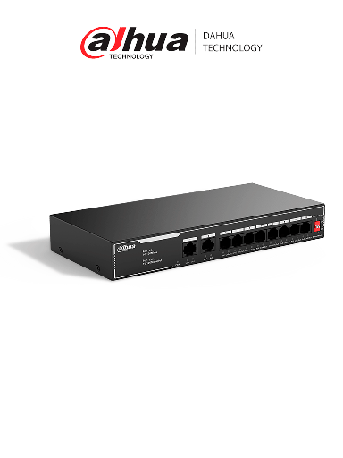 [DHT3720049] DAHUA SF1010LP - Switch PoE de 10 Puertos Fast Ethernet/ 8 Puertos PoE 10/100 / 65 Watts Totales / 2 Puertos Uplink RJ-45/ PoE watchdog/ Hasta  250 metros/ Switching 12 Gbps/ Protección Contra Descargas/ #LoNuevo