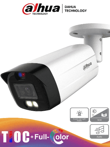 [DHT0290048] DAHUA HAC-ME1809TH-A-PV - Cámara Bullet TiOC 4k/ Disuasión Activa/ Full Color/ Estrobo Azul y Rojo/ Lente de 3.6mm/ Luz de 40 Mts/ Micrófono Integrado/ 1 Salida de Alarma/ Soporta: CVI/TVI/AHD/ IP67/ 