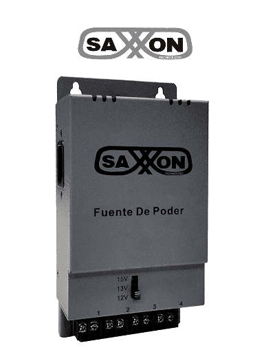 [SXN2280003] SAXXON ENERGIA PSU1205A - Fuente de poder Regulable Metálica/ Conexión de Hasta 4 Canales/ Voltaje de Ajuste 12V 13V o 15V cc/ Salida de Hasta 5 Amp en los 4 Canales/ Instalación en Pared