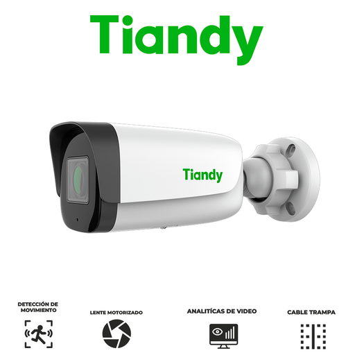 [TC-C34UN] TIANDY 4MP SUPERLITE Cámara bala lente motorizado - 2.8mm 12mm - IR 80m - Metal y Policarbonato - Micrófono - PoE - Soporta microSD - IP67