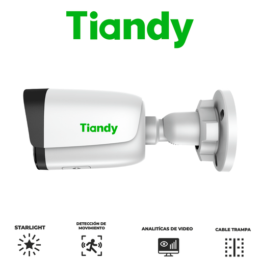 [TC-C32WS] TIANDY 2MP LITE STARLIGHT Cámara Bala lente fijo - 2.8mm - IR 50m - Metal y Policarbonato - Micrófono - PoE - Soporta microSD - IP67
