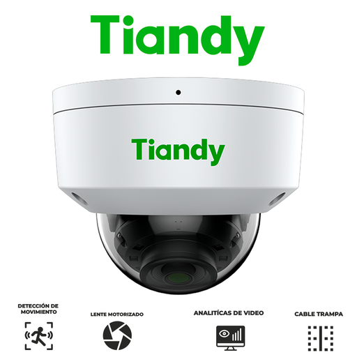 [TC-C34KN] TIANDY 4MP SUPERLITE Cámara domo lente motorizado - 2.8mm 12mm - IR 30m - Carcasa Policarbonato - Micrófono - PoE - Soporta microSD - IP66