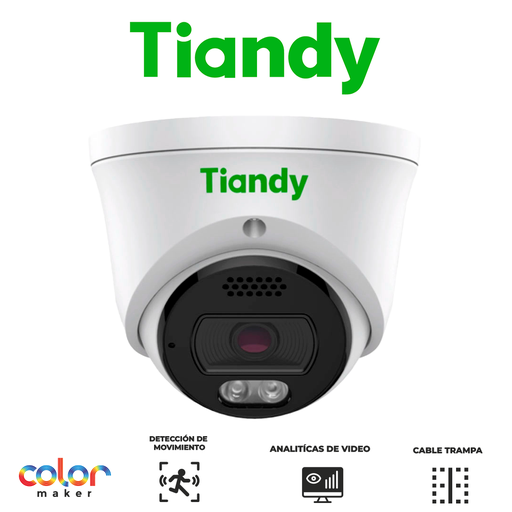 [TC-C35XQ] TIANDY 5MP PRO COLORMAKER Cámara torre lente fijo - 2.8mm - IR 30m - Metal - Micrófono y Speaker - PoE - Soporta microSD - IP67