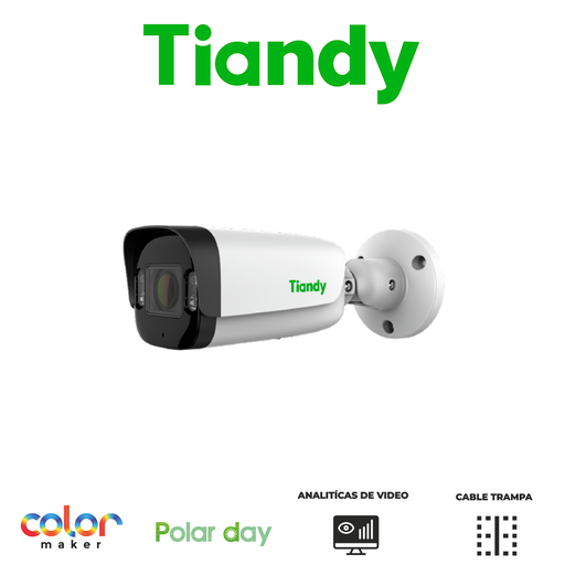 [TC-C34UV] TIANDY 4MP PRO COLORMAKER Cámara bala lente fijo - 4mm - DORI 80m - Metal - Micrófono - PoE - Soporta microSD - IP67