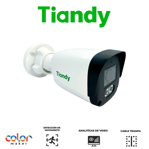 [TC-C32QN] TIANDY 2MP SUPERLITE COLORMAKER Cámara bala lente fijo - 2.8mm - IR 50m - Metal y Policarbonato - Micrófono - PoE - IP67