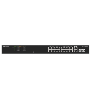 [229270] Switch PoE+ No Administrable Ideal para CCTV, 16 Puertos 10/100, 2 Uplinks Gigabit y 2 SFP, Carcasa Metálica