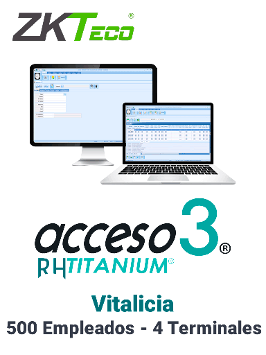 [DHT0820007] DAHUA TITANIUM - Licencia para control de asistencia / 500 empleados / 4 terminales (PC o Reloj) / Compatible con NOI y CONTPAQ / Vitalicia para los modelos FACT