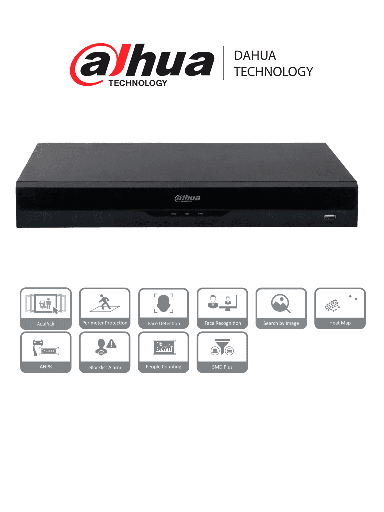 [DHT0200022] DAHUA NVR5216-16P-EI  NVR IP WizSense de 16 canales 1U/ 16PoE/ 2HDD/ H.265+/H.265/ 384 Mbps/ AcuPick / N+M cluster/   IA por grabador: FD y FR /Protección perimetral/ SMD Plus 