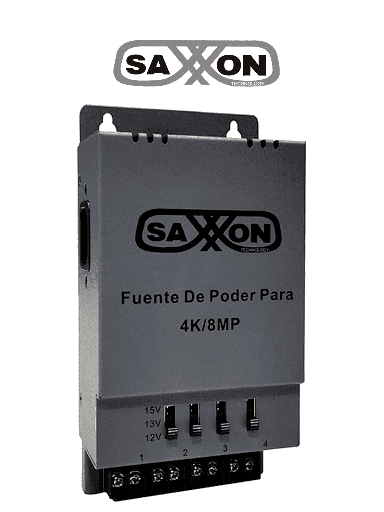[SXN2280004] SAXXON ENERGIA PSU1205A-4K - Fuente de poder Regulable Metálica/ Conexión de Hasta 4 Canales/ Voltaje de Ajuste 12V 13V o 15V cc/ Salida de Hasta 5 Amp en los 4 Canales/ Instalación en Pared