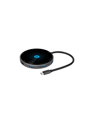 [MAN3280045] MANHATTAN 166560 - Docking USB-C con base de carga inalámbrica / Cable con usb -c macho a base docking con puerdo HDMI / un puerto USB-C hembra PD, tres puertos USB-A, lector de tarjetas, base de carga inalámbrica de 10 W / Color negro