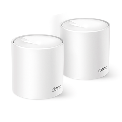 [228132] Kit 2 Routers Inalámbricos MESH Interior para Hogar / Doble Banda Wi-Fi 6 AX1500 Mbps / 2 Puerto Gigabit WAN/LAN / 2 Antenas Internas / Administración Mediante la App Deco (iOS, Android) / Protección HomeShield