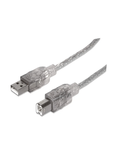 [MAN3280006] MANHATTAN 333405 Cable para Dispositivos USB B de Alta Velocidad USB 2.0, A macho/ B macho, 480 Mbps, 1.8 m, Plateado